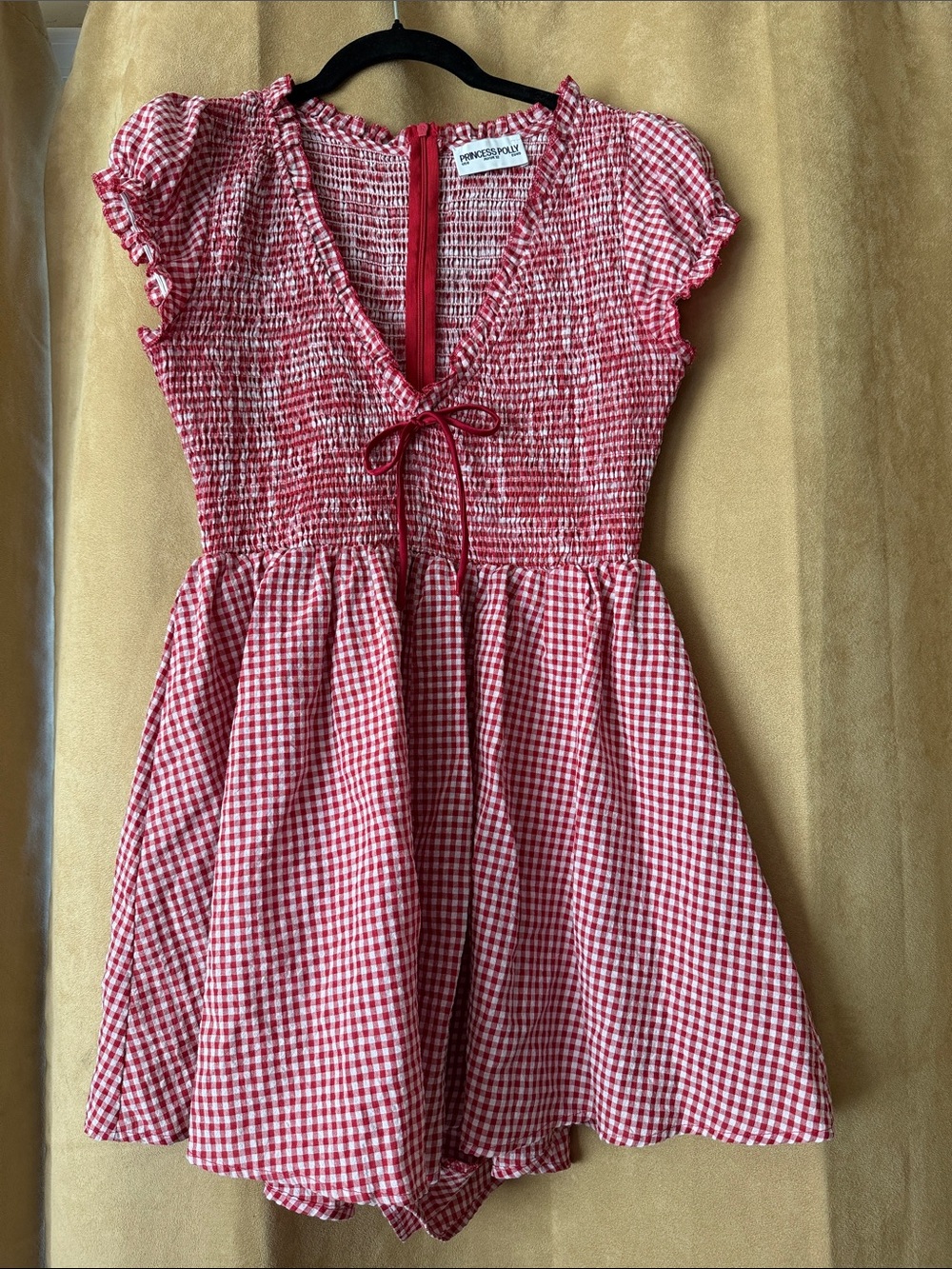 Princess polly red and white gingham romper